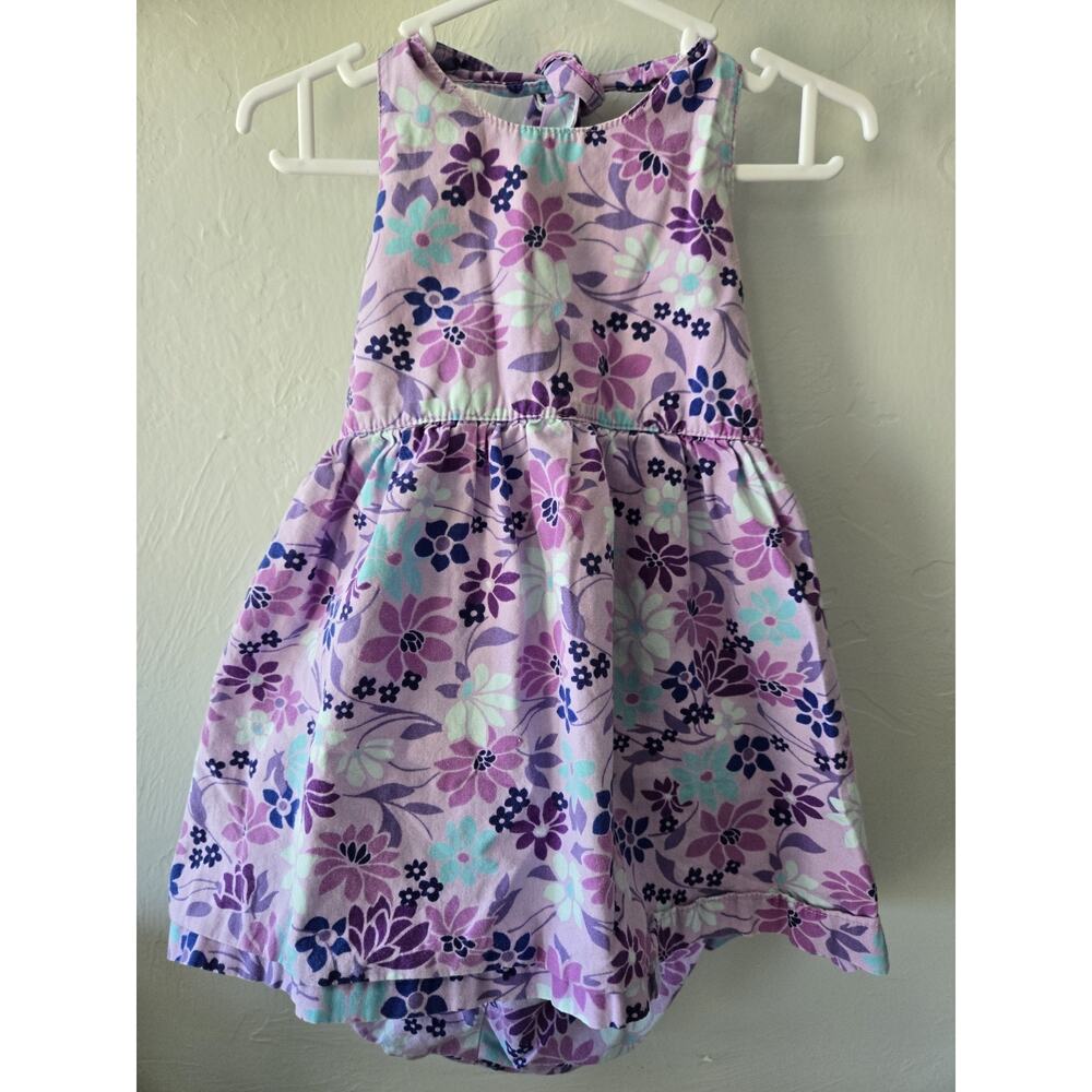 Y2K OshKosh Girls' Floral Halter Dress Matching Bloomers Set 18M Purple Elastic